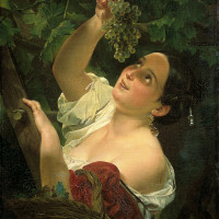 Итальянский полдень ( Итальянка, снимающая виноград ).