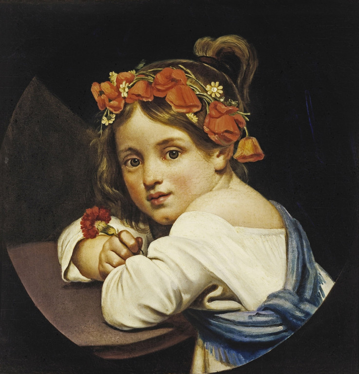 Девочка в маковом венке, с гвоздикой в руке (Мариучча?)