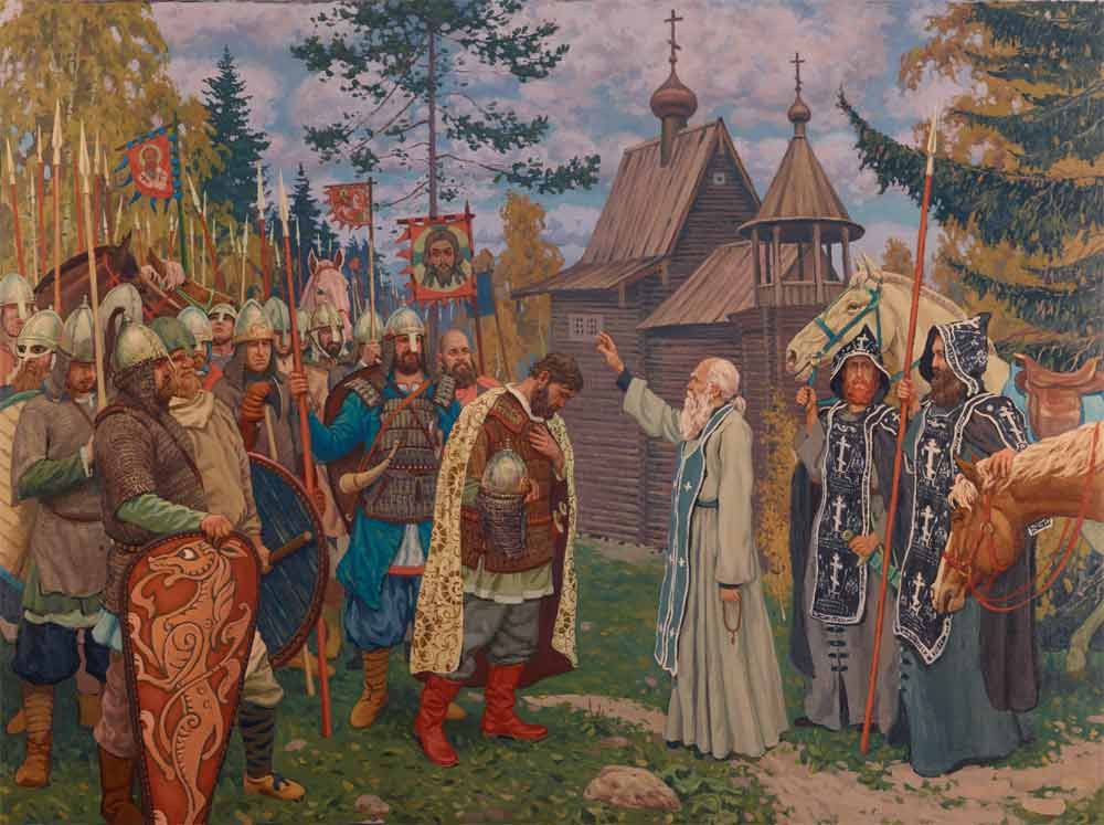 Сергий Роадонежский благословляет Дмитрия Донского на Куликовскую битву