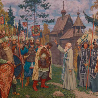 Сергий Роадонежский благословляет Дмитрия Донского на Куликовскую битву