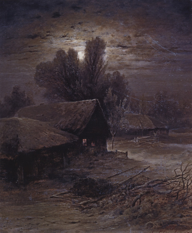 Лунная ночь в деревне (Зимняя ночь).