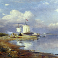 Пейзаж с барками.
